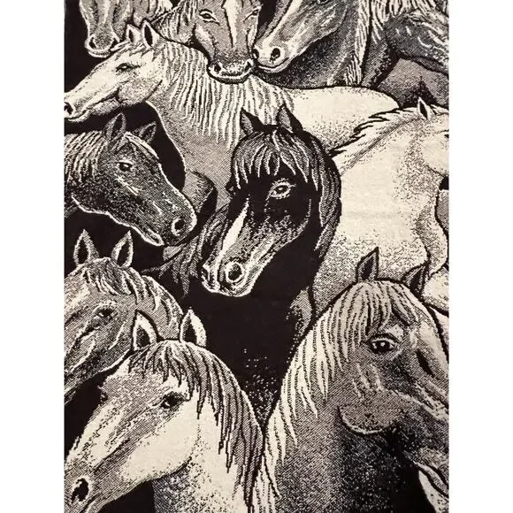 Horse tapestry blanket, woven, fringe throw, equestrian, western theme 40 x 48 - Picture 3 of 8